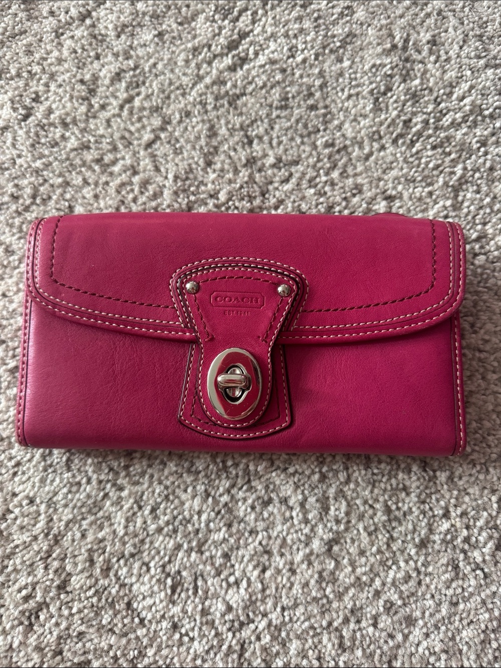 Vintage Coach Hot Pink Legacy Turn-Lock Leather Wallet